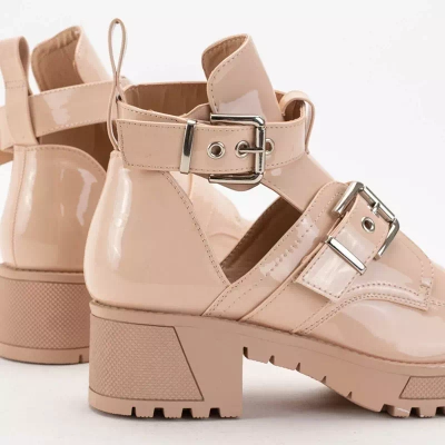 OUTLET Béžové dámské kozačky s ražbou Lerika - Obuv