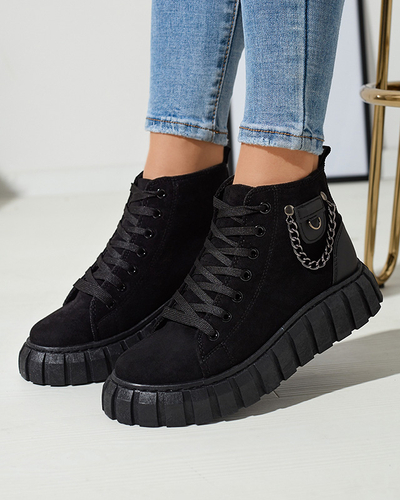 Černé dámské šněrovací sportovní boty s ozdobami Tamti - Obuv