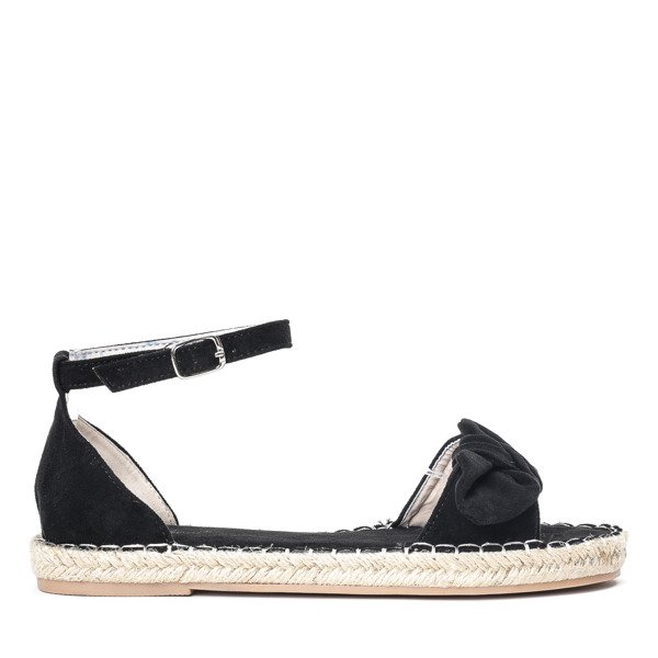 Czarne sandały z kokardką Ria - Obuwie