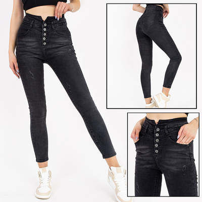 Чорні жіночі джинси з високою талією