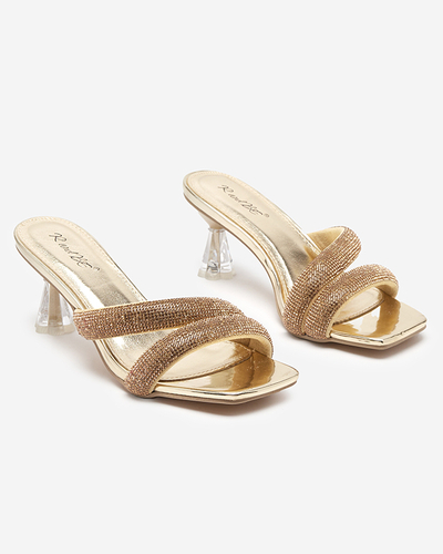 Zlaté dámské sandály na nízkém podpatku Teroo - Obuv