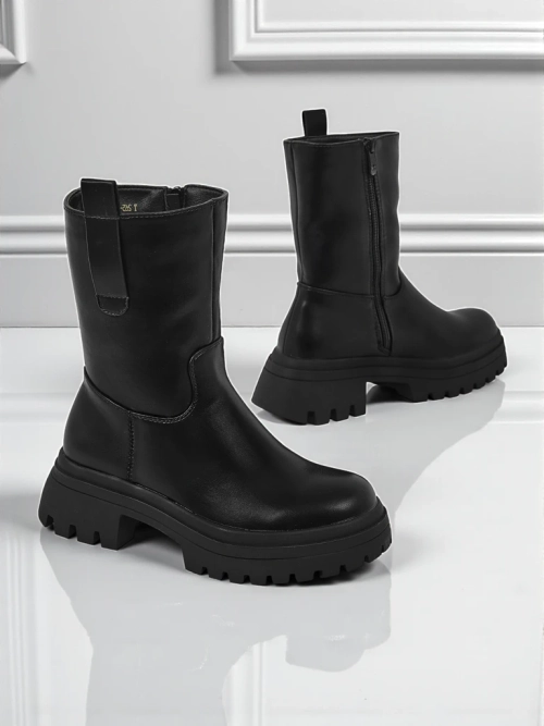 Високі жіночі ботильйони з еко шкіри Scarlet Mist