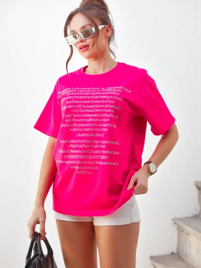 Royalfashion Жіноча бавовняна футболка з текстом, прикрашеним стразами