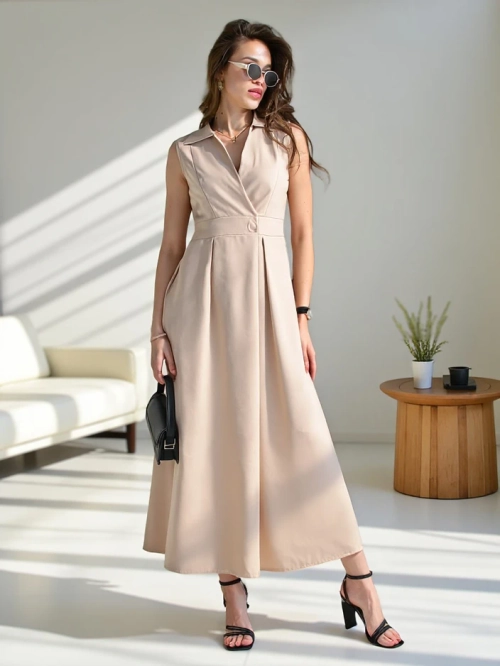 Royalfashion Жіноча безрукавна сукня з облягаючим декольте Bizness