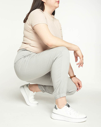 Жіночі джоггери сірого кольору з тканини PLUS SIZE - Одяг