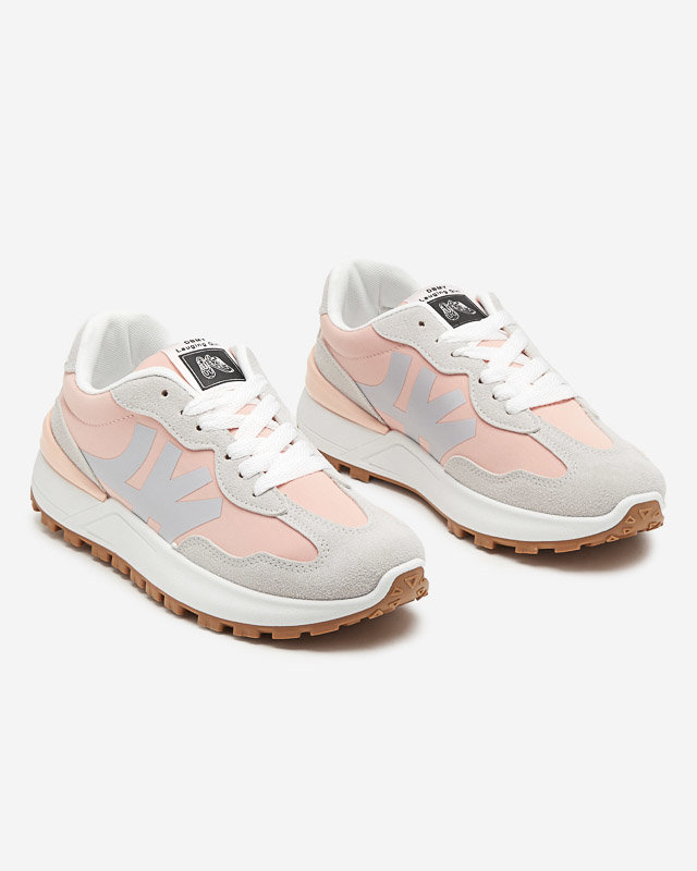 Růžové dámské tenisky s šedými vsadkami Narisa - Obuv