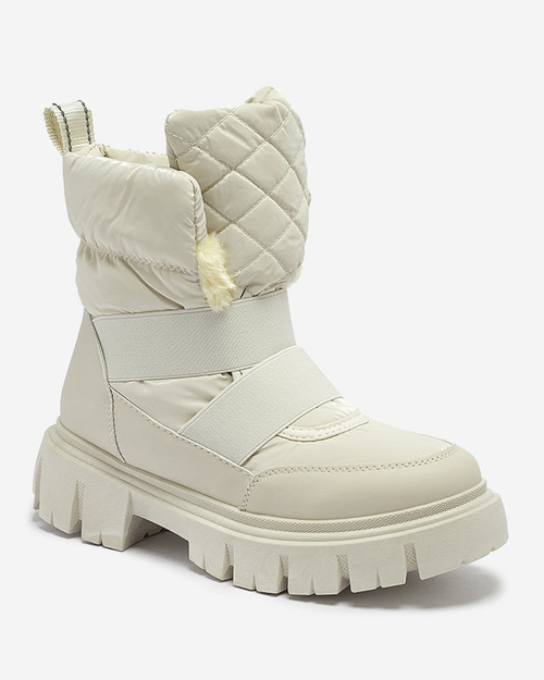 Жіночі снігоступи на плоскій підошві бежевого кольору Ferory- Footwear