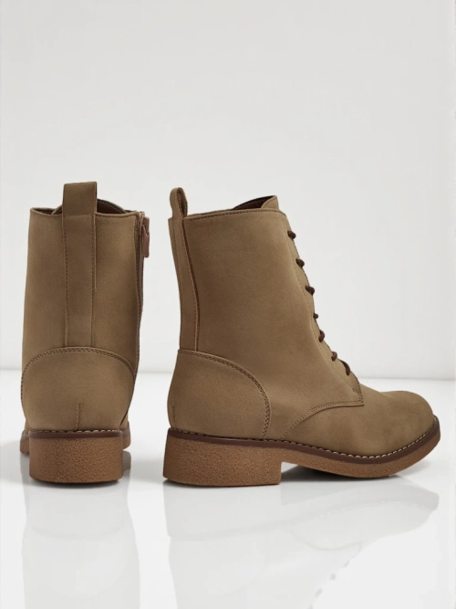 Еко шкіряні матові шнуровані жіночі ботільйони Treviline