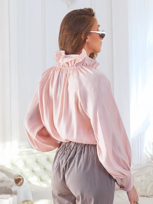 Royalfashion Блискуча жіноча сорочка з декоративним коміром