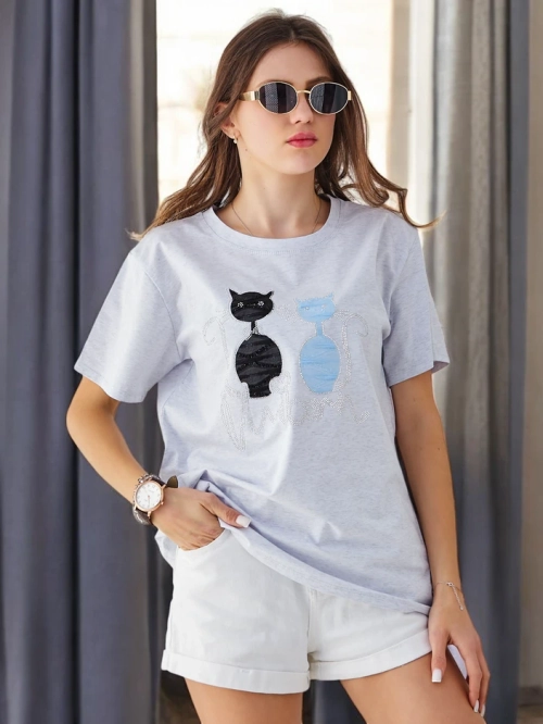 Royalfashion Котонова жіноча футболка з кошенятами
