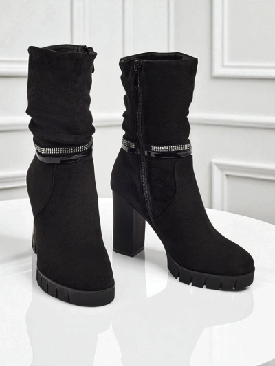 Dámské kotníkové boty eko semišové na sloupku BrambleDusk