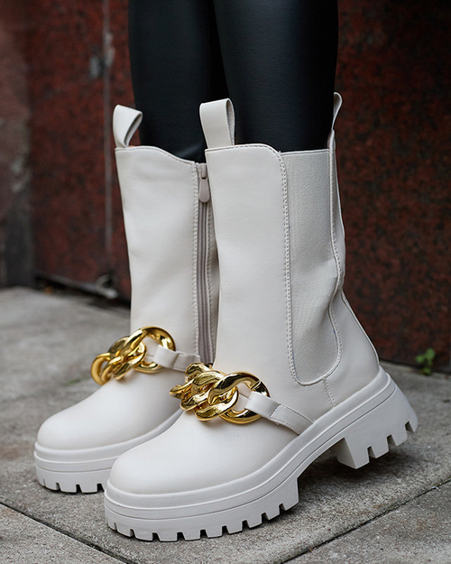 Жіночі черевики з ланцюжком бежевого кольору Evves- Footwear