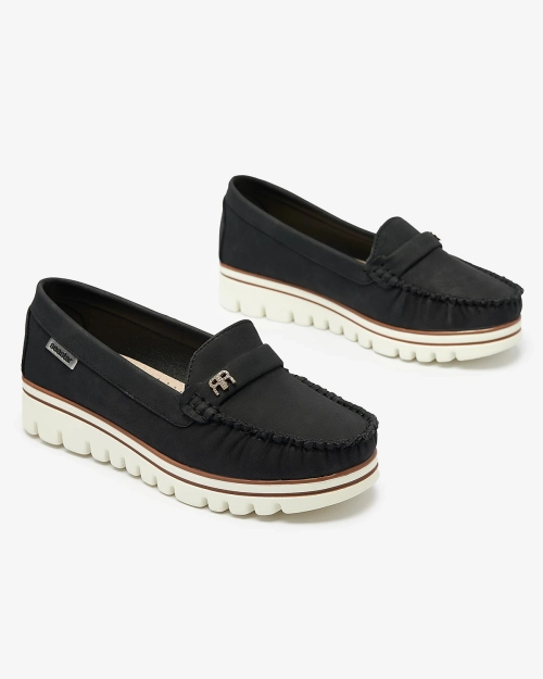 Чорні жіночі мокасини з глітером та цирконами Retiga - Взуття