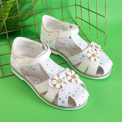 Білі дитячі босоніжки з оздобленнями Laluna