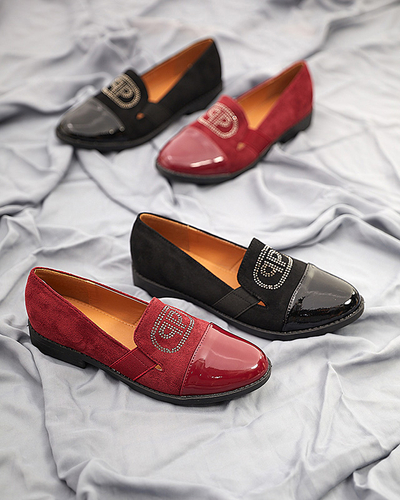 Černé dámské mokasíny s lakovanou špičkou Velqi - Obuv