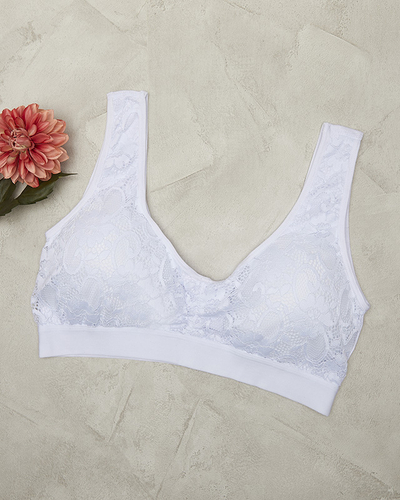 Білий жіночий спортивний бюстгальтер з мереживом - Нижня білизна