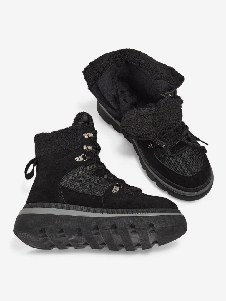 Dámské Kotníkové Boty Aurora Černé Kožené Elegantní na Podzim