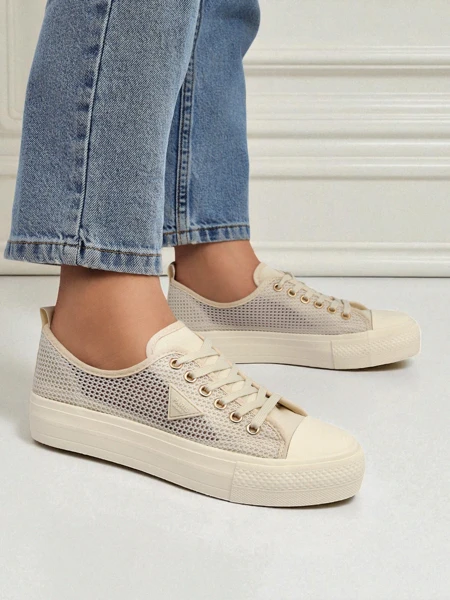 Жіночі бежеві теніски Callista Mesh - плоский каблук, колекція Літо Осінь