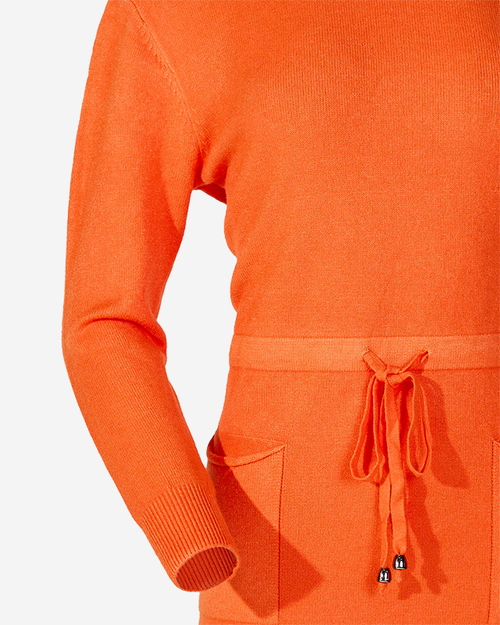 Помаранчевий жіночий светр-туніка з капюшоном