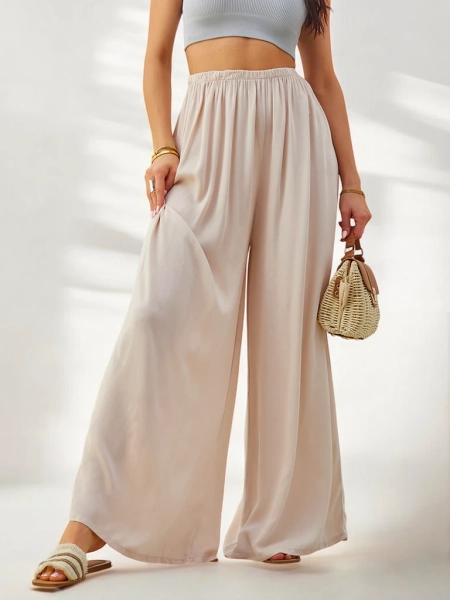 Royalfashion viskózové rovné dámské kalhoty vyrobené z látky