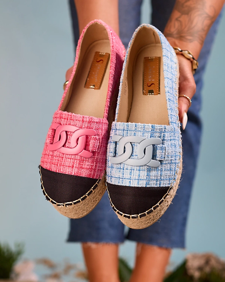 Royalfashion Dámské kostkované espadrilky v růžové barvě Dempik