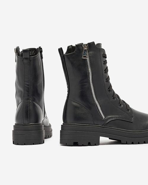 Чорні жіночі черевики на плоскому каблуці Fetisa - Взуття