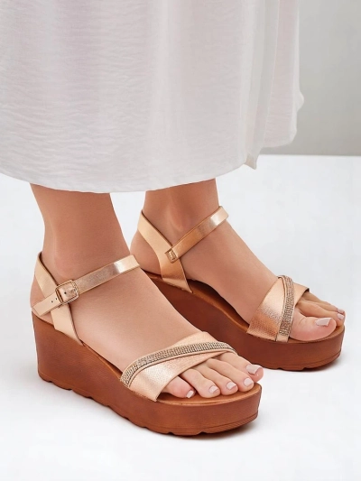 Royalfashion Жіночі сандалі на платформі з стразами та блискітками Aurora Glow