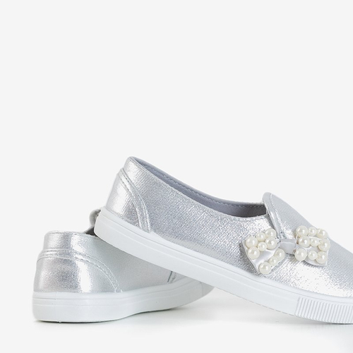 Срібні дитячі кросівки з бантиком Malasita - Взуття