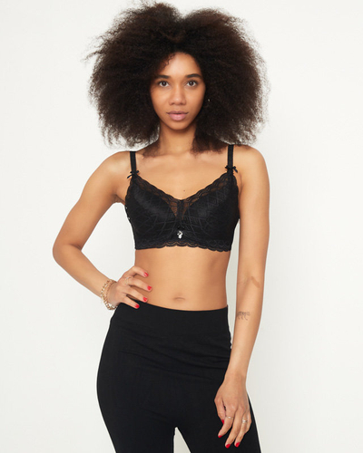 Černá dámská vycpaná podprsenka s krajkou - spodní prádlo