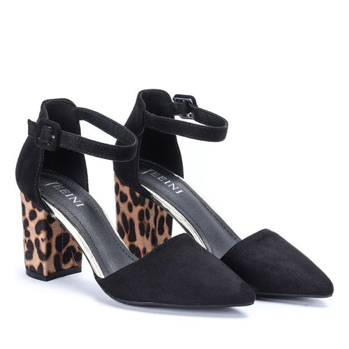 Чорні насоси на посту з леопардовим леопардом на підборах - Взуття 1