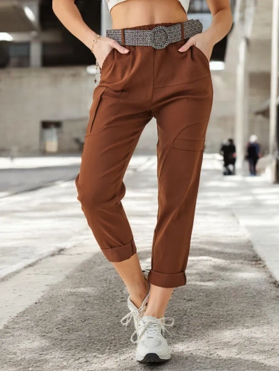 Royalfashion Dámské viskózové kalhoty s páskem