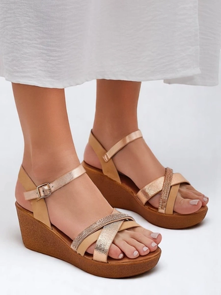 Royalfashion Dámské wedges sandály s kamínky a třpytkami Glittera