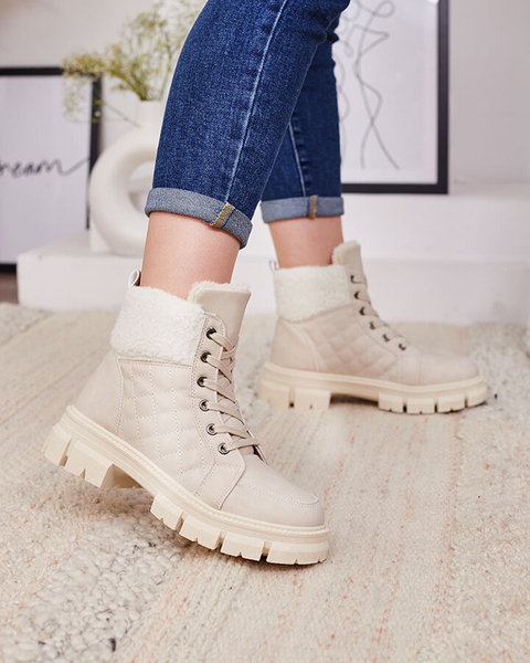 Royalfashion Бежеві жіночі утеплені черевики-трапери Hogenaf