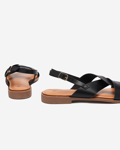 Чорні жіночі босоніжки на плоскій підошві Yojto- Footwear