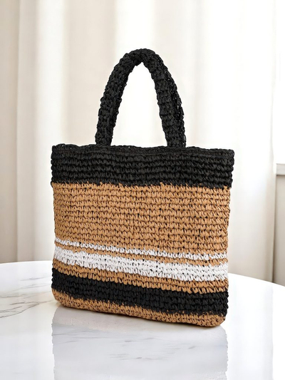 Royalfashion Велика солом'яна жіноча сумка Paris Stripe