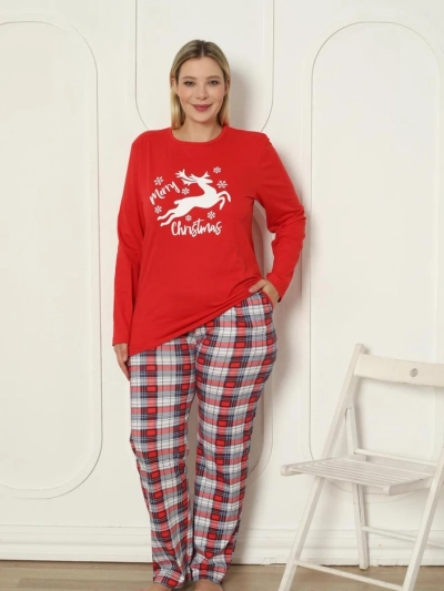 Royalfashion Vánoční bavlněné dámské pyžamo VE VELIKOSTI PLUS