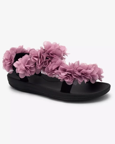 Royalfashion Tmavě růžové dámské sandály s květy Alferroy