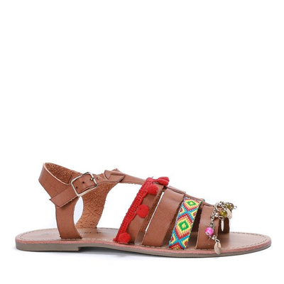 Brązowe sandały z ozdobami Otulija - Obuwie