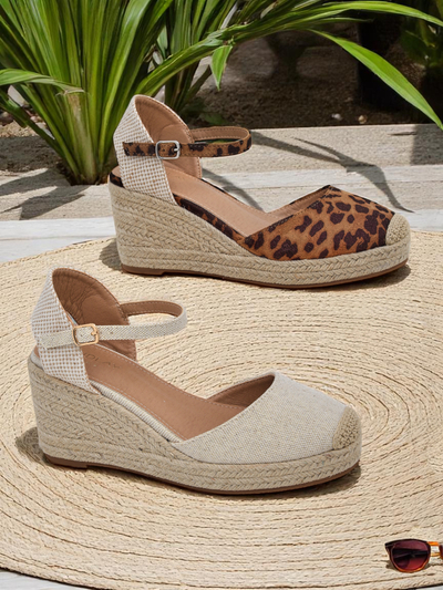 Aurelia Leopard Klínové boty Royalfashion dámské eko kůže camel