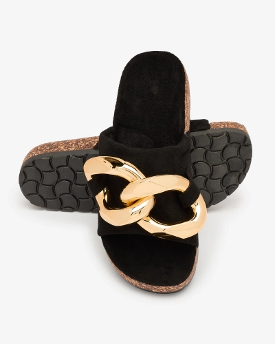 Royalfashion Dámské žabky s plastovým řetízkem v černé barvě Opikri