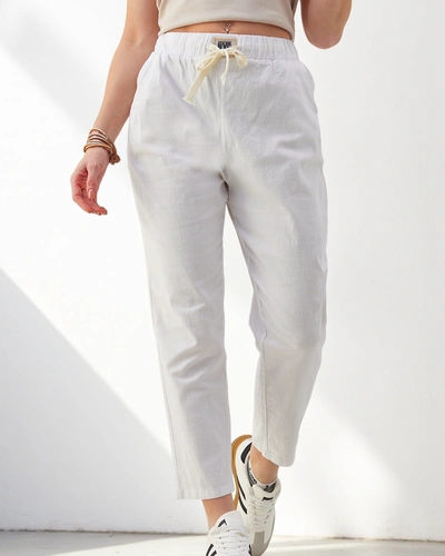 Dámské bavlněné rovné kalhoty Royalfashion s páskem v pase