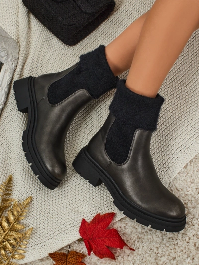 Dámské kotníkové boty z eko kůže s kožešinou Kesy