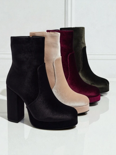 Dámské kotníkové boty na sloupku al'la Velur Miss