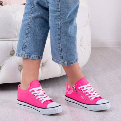 OUTLET Неонові рожеві кросівки на внутрішньому танкетці з принтом Fabiana - Взуття