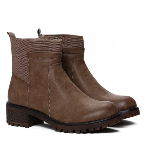 Brązowe botki na płaskim obcasie Karimma- Obuwie