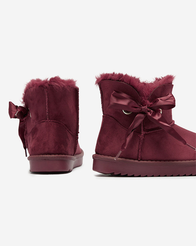 OUTLET Bordó dámské sněhule s mašlí Rimms- Obuv