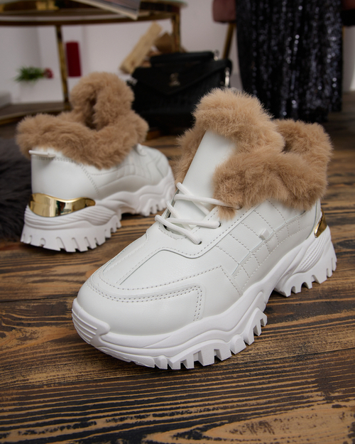 Білі утеплені кросівки з оздобленням Flixi