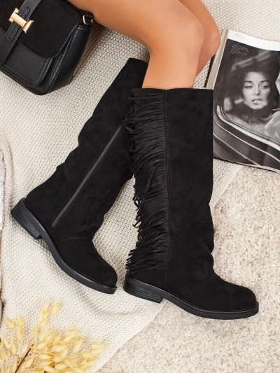 Dámské kozačky eko semišové s vrškem Ravion