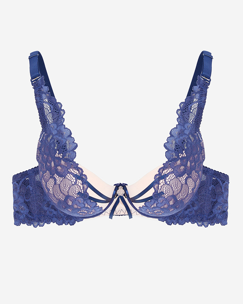 Рожевий та темно-синій чуттєвий мереживний бюстгальтер - Нижня білизна