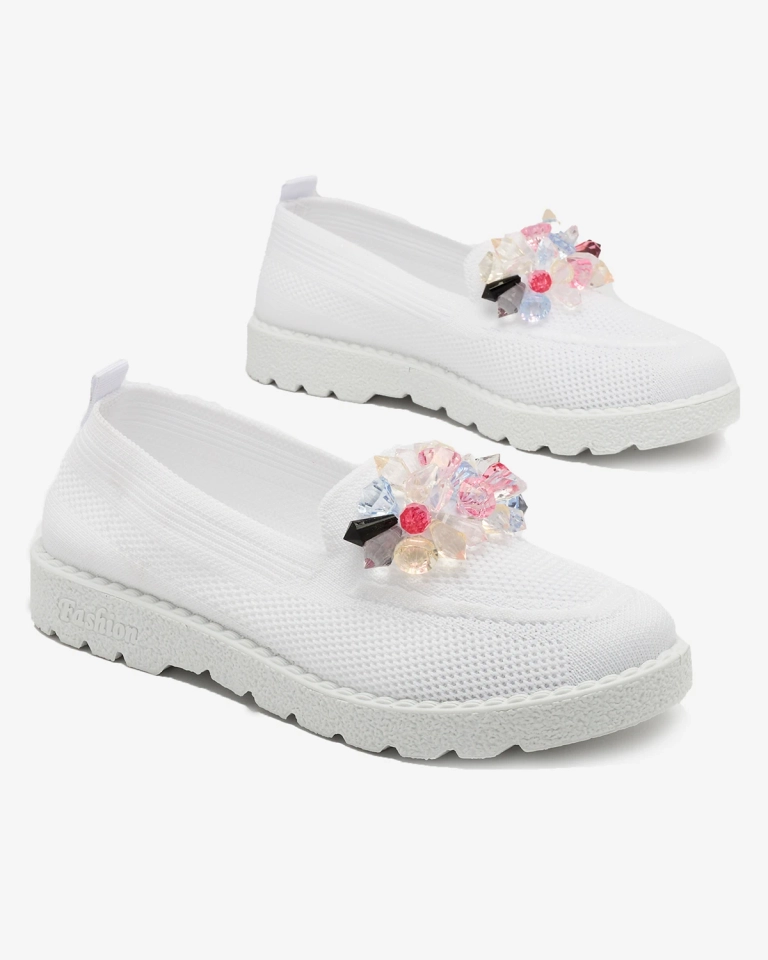 Royalfashion Bílá dámská zdobená polobotka Enweta